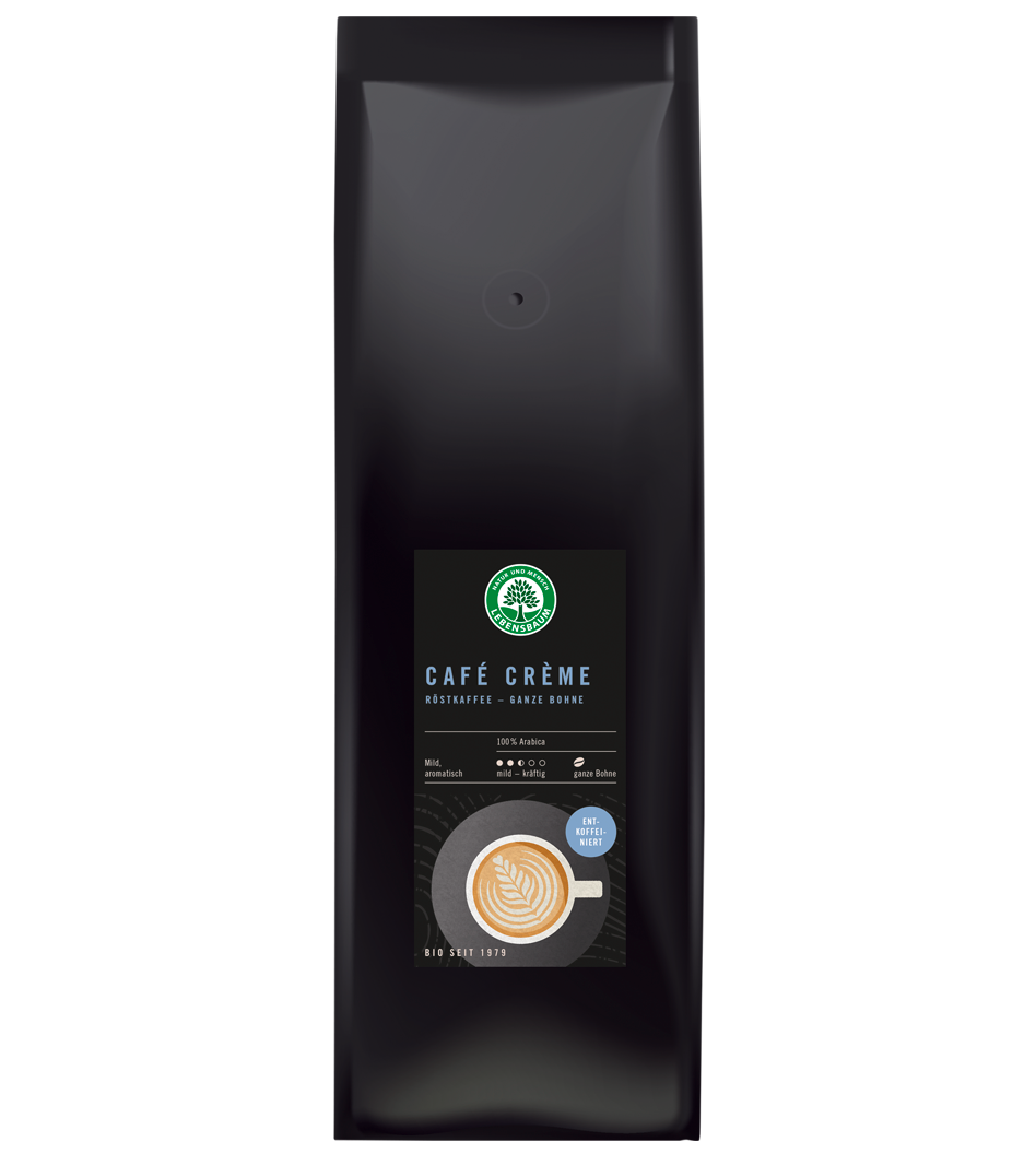 Café Crème entkoffeiniert, ganze Bohne